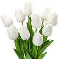 10 Pcs White Tulips Artificial Flowers Real Touch Fake Tulips Fake Flowers for Mother's Day 13.5" Faux Tulips Faux Flowers Bulk Artificial Tulips Flowers for Vase Centerpieces Home Wedding Bouquet - color: White #10