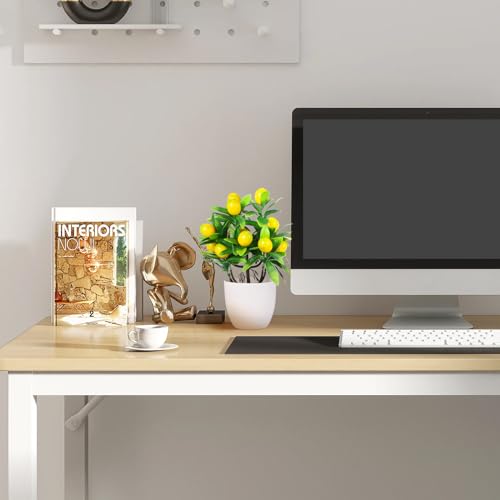 Hemoton Faux Lemon Tree Potted Plant 9.44In Artificial Bonsai Small Fake Plant for Home Office Kitchen Tabletop Decor