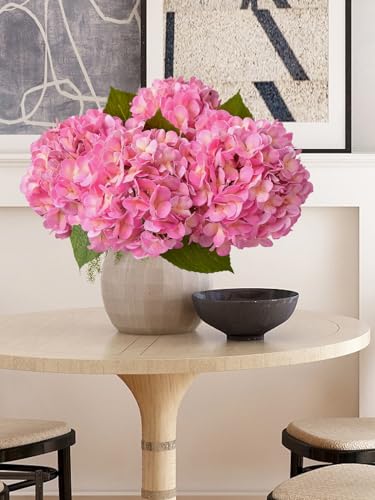 ZYTUYO 4PCS 20'' Bright Pink Real Touch Hydrangeas Latex Artificial Flowers for Baby Shower Birtiyday Wedding Pink Partry Flower Arrangeament Home Living Room Table Centerpiece - color: Pink