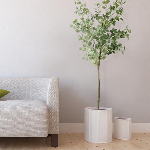 Artificial Eucalyptus Tree,6Ft Tall Fake Potted Tree Silk Faux Eucalyptus Tree with Plastic Nursery Pot, Artificial Plants for Home Office Indoor Decor - size: 6ft