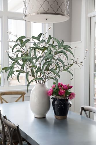 Faux Eucalyptus Stems Willow Eucalyptus Leaves 34” Long Fake Salix Leaves 3 Pcs Artificial Greenery Stems for DIY Bouquet Arrangements Centerpieces Shower Decorations-Artificial Eucalyptus Stems - color: We Green, size: 3Pcs