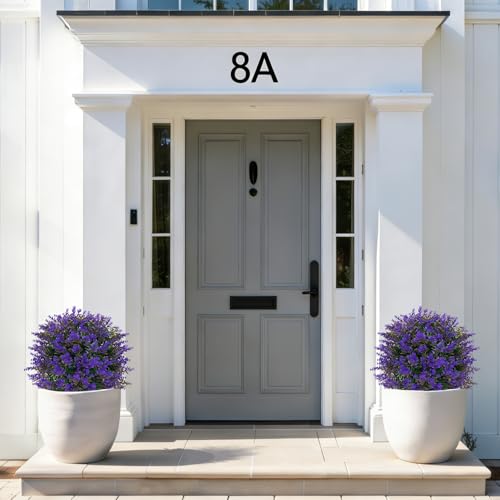 Grooy 4 Pack Artificial Lavender Topiary Trees with Ground Spike, Fake Shrubs UV Resistant Faux Plants for Outdoors, Faux Evergreen Bushes Plant for Front Porch Outdoor Garden Decor - color: Lavender Ball 4pcs