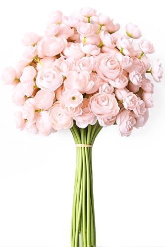 Waipfaru Ranunculus Artificial Flowers, 36Pcs 14In Fake Peonies Artificial Flowers, Pink Faux Flower for Vase Silk Flower Real Touch Faux Peony Bulk for DIY Wedding Bouquet Home Bridal Shower Decor - color: Pink, size: 36Pcs