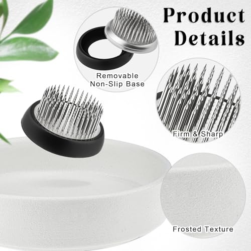 Folmywy Japanese Ikebana Vase Kit Flower Frog Flower Arrangement with 1.97 Inch Kenzan White Ceramic Ikebana Bowl for Home Decor Art Supplies Floral Arrangement Teaching Aids - color: White With 1.97inch Kenzan