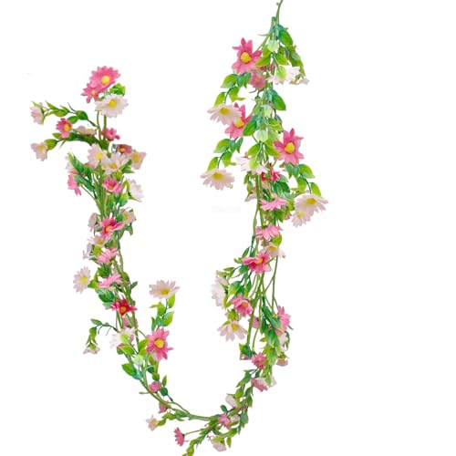 6.5ft Artificial Daisy Flowers Vine Light Pink Silk Wildflower Garland Fake Flower Vine Realistic Spring Floral Hanging Vines for Wedding Arch, Baby Shower, Party Backdrop, Home Wall Décor - color: Light Pink