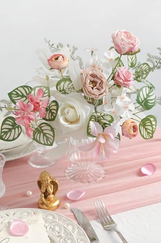 White Pink Artificial Flowers Silk Fake Roses Peonies Greenery Combo Box Set for DIY Wedding Bouquets Bridal Shower Centerpieces Floral Arrangements Party Tables Home Decoration - color: White & Pink