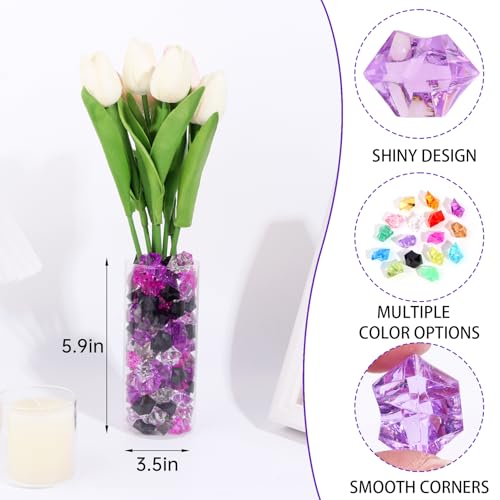 500 Pcs Fake Ice,11 * 14mm,Purple Series Acrylic Gems Vase Filler,Plastic Diamonds for Table Decoration DIY Craft Aquarium Display Party Centerpieces. - color: Purple Series, size: 11MMx14MM