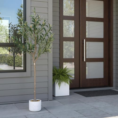 4FT Artificial Olive Tree with Silk Leaves & 14 Lifelike Fruits, Faux Olive Trees in Pot, Indoor Artificial Plants Fake Plants for Home Office Kitchen Decor - size: 6in