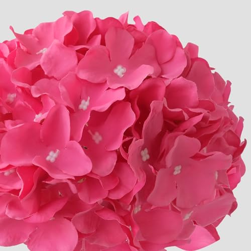JINWOE Silk Hydrangea Artificial Flowers, 5Pcs 20Inch Large Lifelike Faux Flowers, Full Fake Artificial Hydrangeas with Stems for Bouquet Table Centerpieces Home (Fuchsia) - color: Fuchsia