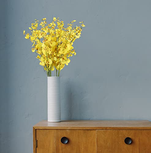 Yellow Orchids Artificial Flowers,10 PCS (Each 37'') Fake Orchid Artificial Orchids Long Stem Artificial Flowers Fake Silk Flowers for Indoor Outdoor Wedding Home Office Decoration(Yellow) - color: Yellow