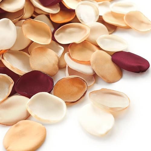Floroom 300pcs Rose Petals Chic Terracotta Faux Silk Flower Petals Burnt Orange for Wedding Flower Girl Basket Aisle Scatter Table Centerpieces Party Confetti Bridal Shower Romantic Night Decoration - color: Chic Terracotta, size: 300pcs