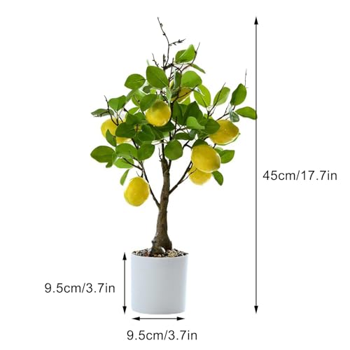 DULRLLY Artificial Lemon Tree Potted Plants 15.7 inch Lemon Greenery Fruit Bonsai Fake Lemon Tree for Lemon Decor Faux Lemon Plants for Kitchen Home Office Party Spring Summer Decoration(Lemon) - color: Lemon