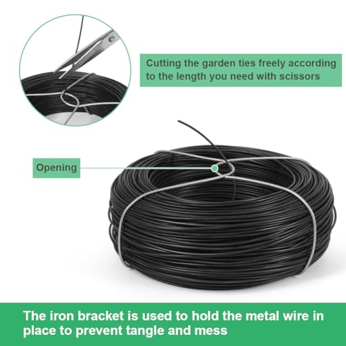 328 Feet Plant Twist Tie Plastic Coated Soft Garden Metal Wire 1mm Thin for Tomato Plants, Climbing Roses and Vines Organizing (Black) - color: Black