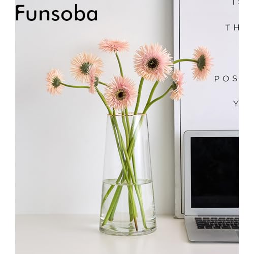 Clear Glass Flower Vase with Gold Mouth for Centerpieces Home Wedding Decoration (1, Large 5.2" x 9.9“) - size: Large 5.2\" x 9.9“