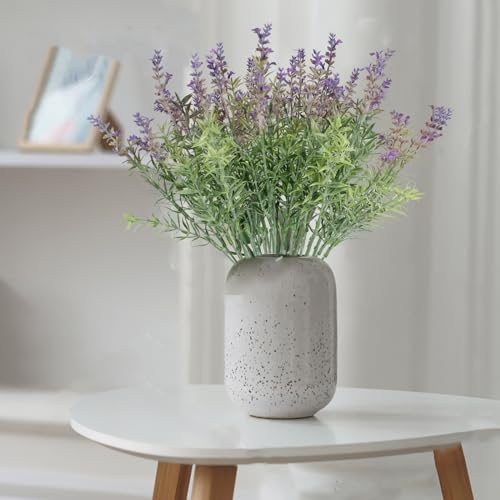 Coreland 24PCS Lifelike Artificial Lavender Flowers, Fake Lavender Plants Shrubs for Wedding Bouquets, Realistic Faux Flowers UV Resistant for Indoor Outdoor Home & Garden Greenery Decor - color: Purple-24pcs