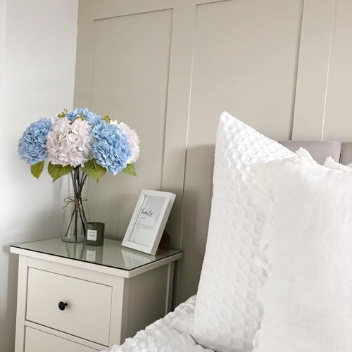 JINWOE Light Blue Flowers Real Touch Artificial Hydrangeas, 3Pcs 21" Large Royal Latex Silk Flowers,Long Stems Fake Flower Bouquet for Centerpieces Table Home Party - color: Blue, size: 3pcs