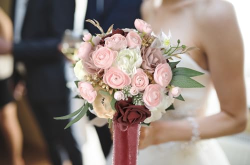 IPOPU Faux Ranunculus Flowers 2 Bouquets Small Pink Flowers Artificial Ranunculus 12PCS Mini Pink Fake Flower for DIY Wedding Bouquet Bridal Shower Decor Filler Flower Centerpieces (Blush Pink) - color: Shabby Blush