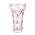 Large Crystal Glass Pink Vase 11.8" Tall, Unique Design -Pink Plum Blossoms Vase. Modern Vases for Living Room, Bedroom, Kitchen, Dining Table, Mantle, Wedding,