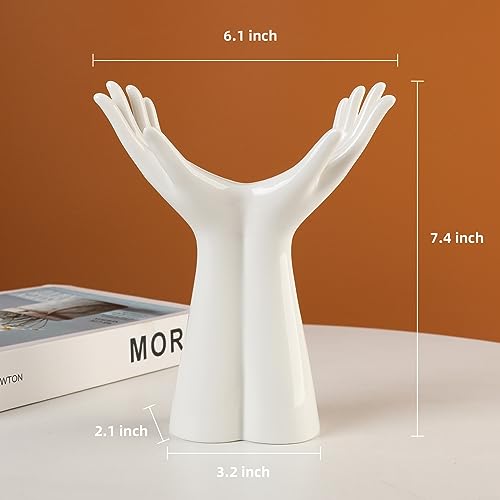 White Ceramic Hand Vase, Arm Bud Flower Vase Cute Unique Boho Minimalism Female Form Body Aesthetic Decorative Modern Nordic Style for Home Living Room Office Decor (Medium) - color: D(medium)