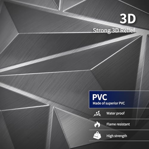 Art3dwallpanels 33 Pack 3D Wall Panel Diamond for Interior Wall Décor, PVC Textured Wall Panels, 12''x12'' Cover 32.Sq.Ft. Silver - color: Silver, size: 33 Pack