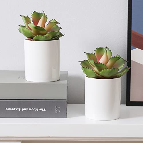 Duovlo Artificial Succulent Plant 7.08 Inch Faux Succulents Agave potatorum Flower Arrangement Craft Wall DIY Materials,Pack of 2 (Pink) - color: Pink