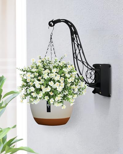 Artificial Flowers for Outdoors, 12 Bundles Fake White Flowers for Outdoor Planters, Faux Plants with Silk Flowers for Porch Decor Garden Patio Home Aesthetic - color: White