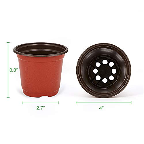 JERIA 100-Pack 4 Inch Plastic Plant Nursery Pots Come with 100 Pcs Plant Labels, Seedling Flower Plant Container and Seed Starting Pots - size: 4 Inch