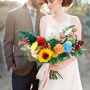 [25PCS] Orange Roses Artificial Flowers with Long Stem Real Touch Fake Foam Roses for Decoration DIY Wedding Bouquets Centerpieces Bridal Shower Flower Arrangements Home Decor - color: Orange