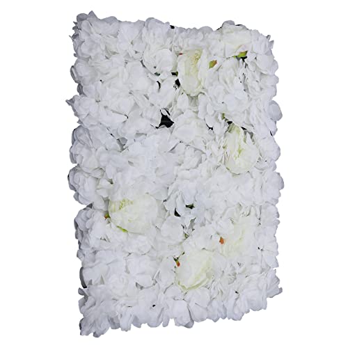 Flower Wall Panel Floral Backdrop, 6 Pcs 24" X 16" Silk Flower Wall Decor, Artificial Faux Rose Panel for Wedding, Party, Home (White Hydrangea) - color: White Hydrangea