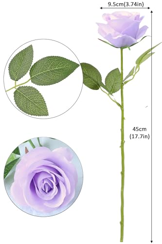 JUSMAI 30pcs Lavender Roses Artificial Flowers Lliac Roses Purple Roses Fake Roses Flowers with Long Stems Silk Flowers for Wedding Bouquet Centerpices Decorations Party Bridal Baby Shower - color: Lavender, size: 30PCS