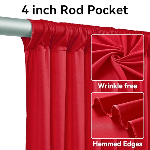 10x12 ft Red Backdrop Curtains for Wedding Parties, Wrinkle Free Polyester 12 ft Long Photo Backdrop Drapes Back Drop Cloth for Birthday Baby Shower Ceremony Photography Background - color: Red, size: 5ft(W)x12ft(H)_2 Panels