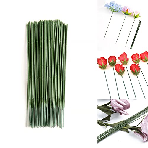 100 pcs Plastic Floral Stem 7.87 inch/20cm, Artificial Flower Rod Flower Stem Wire Making Accessories, DIY Crafts Bouquet Stem Flower Arrangements Decor Supplies (Green - 20 cm)