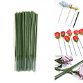100 pcs Plastic Floral Stem 7.87 inch/20cm, Artificial Flower Rod Flower Stem Wire Making Accessories, DIY Crafts Bouquet Stem Flower Arrangements Decor Supplies (Green - 20 cm)