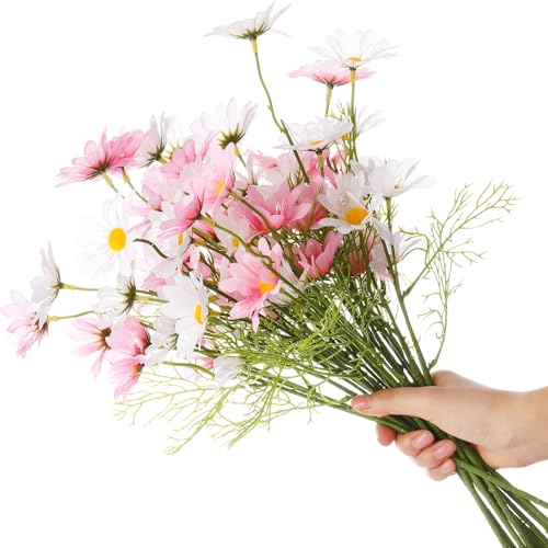 12 Bundles Daisy Artificial Flowers Small Colorful Daisy Flowers Bouquet with Stems Fake Daisies Floral for Table Vase Centerpiece Floral Arrangements Wedding Decoration (Pastel) - color: Pastel