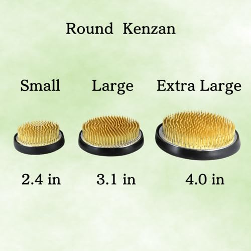 Authentic Japanese Round Kenzan Flower Frog – Made in Japan Ikebana Pin Holder for Flower Arranging (Round 2.4 in, Black) - color: Black, size: Round 2.4 in