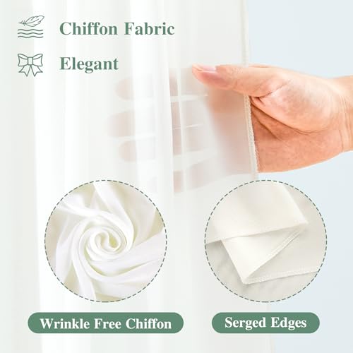 Wedding Arch Draping Fabric, 2 Panels 18FT Beige Sheer Backdrop Curtain Chiffon Fabric Drapery Voile Scarf Draping Panels for Wedding Archway Ceremony Curtain Valance Party Decoration - color: Beige Drapes Curtain, size: (2 Panels )6 Yards/36ft