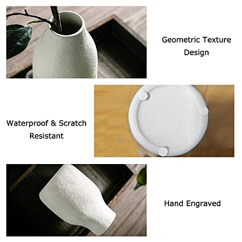 Ceramic Vases for Home Decor - Matte White Textured Vase Set of 3, Decorative Vases for Flowers, Pampas Grass Arrangement, Table Centerpieces, Office and Living Room Boho Decor - color: Textured Vase