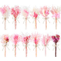 12/24 PCS Charming Dried Flowers Bouquet for Vase Various Dried Wildflowers with Stems Mini Handmade Wildflowers Natural Real Flowers Bulk Flowers Craft (Pink, 12 PCS) - color: Pink