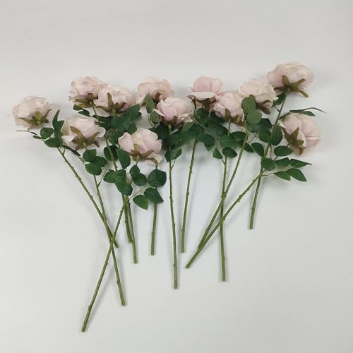 ATFL Fake Roses Artificial Flowers Bulk,Floral Diameter 4'',20 Pcs Artificial Silk Roses Flowers with Stems for Wedding Arrangement Centerpieces Party Home Table Decorations (20, Fall Pink) - color: Fall Pink