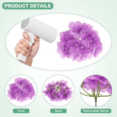 M METERXITY 66-Pack Silk Hydrangea Flowers, Artificial Flowers Heads with 66pcs Stems, Full Hydrangea Flowers for Home Decor/Wedding/Christmas/DIY/Party/Garden [Purple] - color: Purple