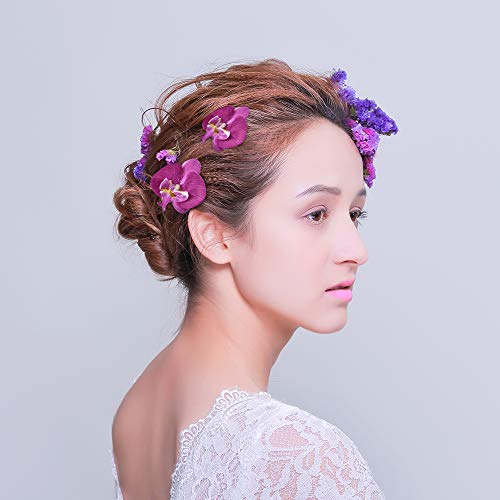 Artificial Silk Phalaenopsis Flower Heads, Fake Butterfly Orchid Heads for Wedding Floral Bouquet Decor DIY Craft Making Bridal Shower Photography Props (20pcs Purple) - color: Purple, size: 20Pcs