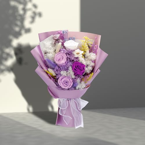 Bonsion Preserved Flowers Gifts for Women, Flower for Delivery, Light Purple Gifts fo Her, Preserved Roses Bouquets, Birthday Gifts for Grandma, Mothers Day Flowers for Wife - color: Light Purple