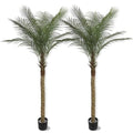 7ft Artificial Palm Tree Outdoor/Indoor, UV Resistant Faux Palm Tree with Real Bark, 84" Large Fake Silk Tree in Pot for Home, Office, Living Room, Patio, and Yard Decor - size: 7ft