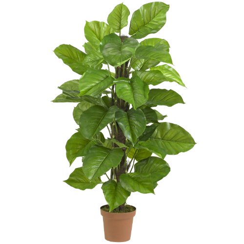 Nearly Natural 6583 Large Leaf Philodendron Decorative Silk Plant, 52-Inch, Green - size: 52 in.