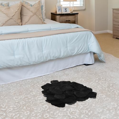 JHFGJGH 500 Pcs Exquisite Black Rose Petals, Emulation Silk Rose Petals, Artificial Flower Petals for Romantic Nights, Weddings, Events, and Valentine's Day Deco (Black) - color: Black