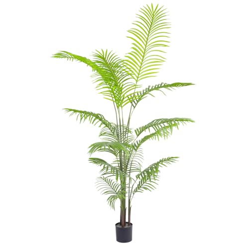 E&K 6FT Artificial Palm Tree with Plastic Nursery Pot, Fake Areca Palm Tree Artificial Plant Faux Trees for Home Office Garden Indoor Outdoor Decor (1 Pack) - color: Areca Palm, size: 6ft