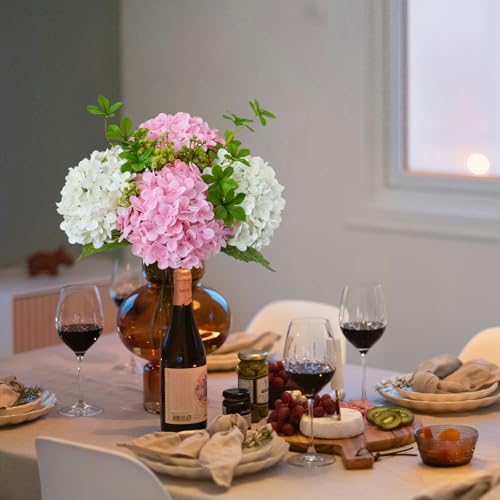ZYTUYO 20 inches 4 Pcs Soft Pink Real Touch Hydrangea Artificial Flowers Boho Lifelike Real Looking Latex Hydrangeas Flower with Long Stem for Home Decor Spring Table Centrepiece - color: Soft Pink