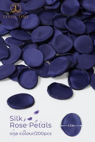 TINGE TIME 200pcs Silk Rose Petals Navy Blue Flower Petals for Wedding, Flower Girl Basket, Aisle Runner, Romantic Dinner Centerpieces, Proposal, Party Confetti - color: Navyblue