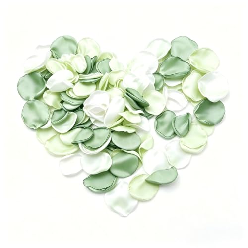 ZOOYOO 200Pcs Silk Rose Petals for Romantic Night, Green Fake Flower Petals for Wedding Centerpieces, Aisle Scatter, Flower Girl Basket, Party and Table Decoration - color: Green