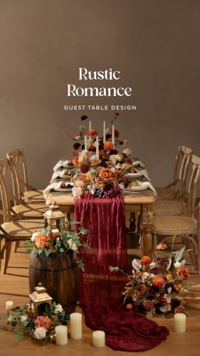 Ling's moment Artificial Wedding Flowers Combo, Fake Greenery for DIY Bouquets Centerpieces Decorations Foam Rose Ranunculus with Stems for Party Home Decor, Earth Brown & Burnt Orange, Deluxe Combo - color: Earth Brown & Burnt Orange, size: Deluxe